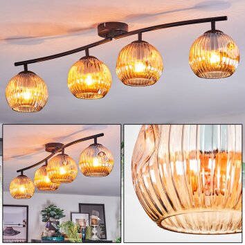 Ripoll ceiling light, globe light Amber, 4-light sources