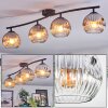 Ripoll ceiling light, globe light chrome, clear, Smoke-coloured, 4-light sources