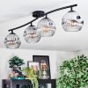 Ripoll ceiling light, globe light chrome, clear, Smoke-coloured, 4-light sources