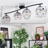 Ripoll ceiling light, globe light clear, Smoke-coloured, 4-light sources