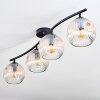 Ripoll ceiling light, globe light Amber, clear, 4-light sources