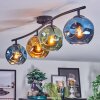 Ripoll ceiling light, globe light blue, gold, green, 4-light sources