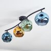 Ripoll ceiling light, globe light blue, gold, green, 4-light sources