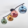 Ripoll ceiling light, globe light blue, gold, green, coppery, 4-light sources