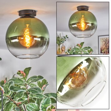 Koyoto ceiling light, globe light 12 cm green, clear, 1-light source
