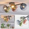 Chehalis ceiling light, globe light blue, green, clear, coppery, 5-light sources