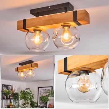 Sernadelo ceiling light, globe light Ecru, black, 2-light sources