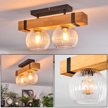 Sernadelo ceiling light, globe light Ecru, black, 2-light sources