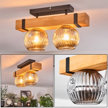 Sernadelo ceiling light, globe light Ecru, black, 2-light sources