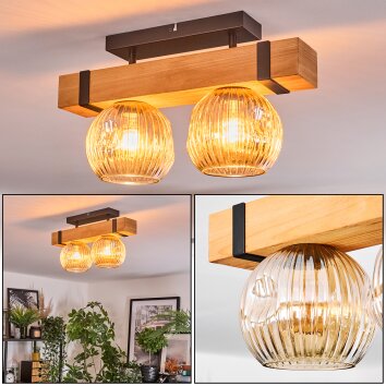 Sernadelo ceiling light, globe light Ecru, black, 2-light sources