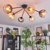 Koyoto ceiling light, globe light 77.5 cm Amber, clear, Smoke-coloured, 6-light sources
