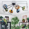 Koyoto ceiling light, globe light 77.5 cm blue, gold, green, clear, 6-light sources