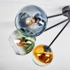 Koyoto ceiling light, globe light 77.5 cm blue, gold, green, clear, 6-light sources