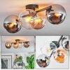 Koyoto ceiling light, globe light Amber, chrome, clear, Smoke-coloured, 4-light sources