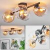 Koyoto ceiling light, globe light Amber, clear, Smoke-coloured, 4-light sources