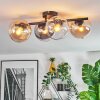 Koyoto ceiling light, globe light Amber, clear, Smoke-coloured, 4-light sources