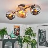Koyoto ceiling light, globe light Amber, chrome, Smoke-coloured, 4-light sources