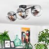 Koyoto ceiling light, globe light clear, Smoke-coloured, 4-light sources