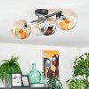 Koyoto ceiling light, globe light Amber, chrome, clear, Smoke-coloured, 4-light sources