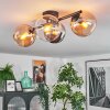Koyoto ceiling light, globe light Amber, chrome, clear, Smoke-coloured, 4-light sources