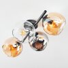 Koyoto ceiling light, globe light Amber, chrome, clear, Smoke-coloured, 4-light sources