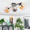 Koyoto ceiling light, globe light Amber, chrome, clear, Smoke-coloured, 4-light sources