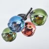 Koyoto ceiling light, globe light blue, green, coppery, 4-light sources