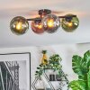 Koyoto ceiling light, globe light blue, green, clear, coppery, 4-light sources