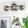 Koyoto ceiling light, globe light blue, green, clear, coppery, 4-light sources