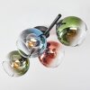 Koyoto ceiling light, globe light blue, green, clear, coppery, 4-light sources