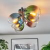 Koyoto ceiling light, globe light blue, green, clear, coppery, 4-light sources
