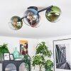 Koyoto ceiling light, globe light blue, green, clear, coppery, 4-light sources