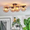 Koyoto ceiling light, globe light Amber, clear, 4-light sources