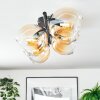 Koyoto ceiling light, globe light Amber, clear, 4-light sources