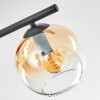 Koyoto ceiling light, globe light Amber, clear, 4-light sources