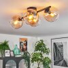 Koyoto ceiling light, globe light Amber, clear, 4-light sources