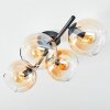 Koyoto ceiling light, globe light Amber, clear, 4-light sources