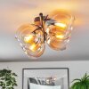Koyoto ceiling light, globe light Amber, clear, 4-light sources