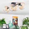 Koyoto ceiling light, globe light Amber, clear, 4-light sources