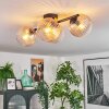 Koyoto ceiling light, globe light Amber, clear, 4-light sources