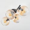 Koyoto ceiling light, globe light Amber, clear, 4-light sources
