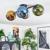 Koyoto ceiling light, globe light blue, chrome, gold, green, Smoke-coloured, 4-light sources