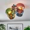 Koyoto ceiling light, globe light blue, gold, green, coppery, 4-light sources