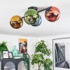 Koyoto ceiling light, globe light blue, gold, green, coppery, 4-light sources