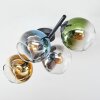 Koyoto ceiling light, globe light blue, gold, green, clear, Smoke-coloured, 4-light sources