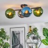 Gastor ceiling light, globe light blue, chrome, green, Smoke-coloured, 4-light sources