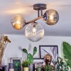 Chehalis ceiling light, globe light Amber, clear, Smoke-coloured, 3-light sources