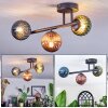 Chehalis ceiling light, globe light blue, green, coppery, 3-light sources