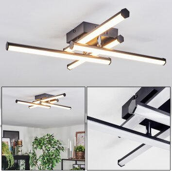 Fenol ceiling light LED chrome, black, 1-light source
