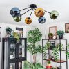 Koyoto ceiling light, globe light 77.5 cm blue, gold, green, 6-light sources